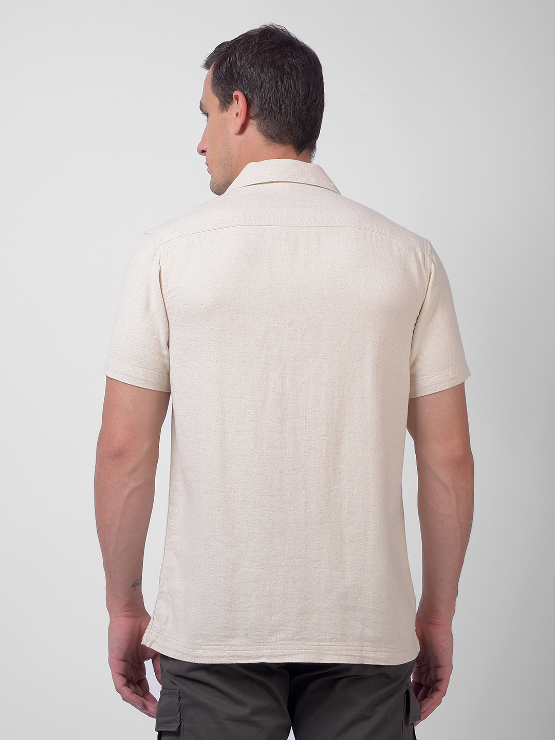 Numero Uno Men Beige Linen Regular Fit  Shirt